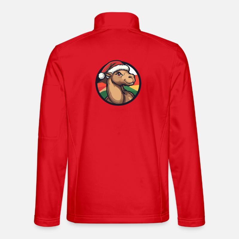 Camel with Santa hat - Unisex Softshell Jacket - red