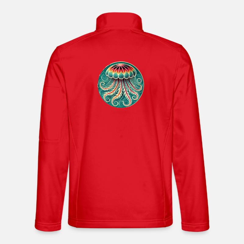 Lebendige Quallen-Mandala - Unisex Softshelljacke - Rot