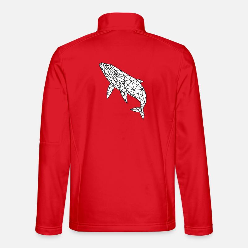 Wielokątny wieloryb geometryczny - Kurtka softshell typu unisex - czerwony