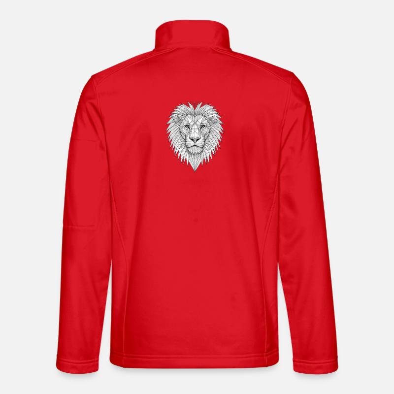 Geometrischer Löwenkopf Lineart - Unisex Softshelljacke - Rot