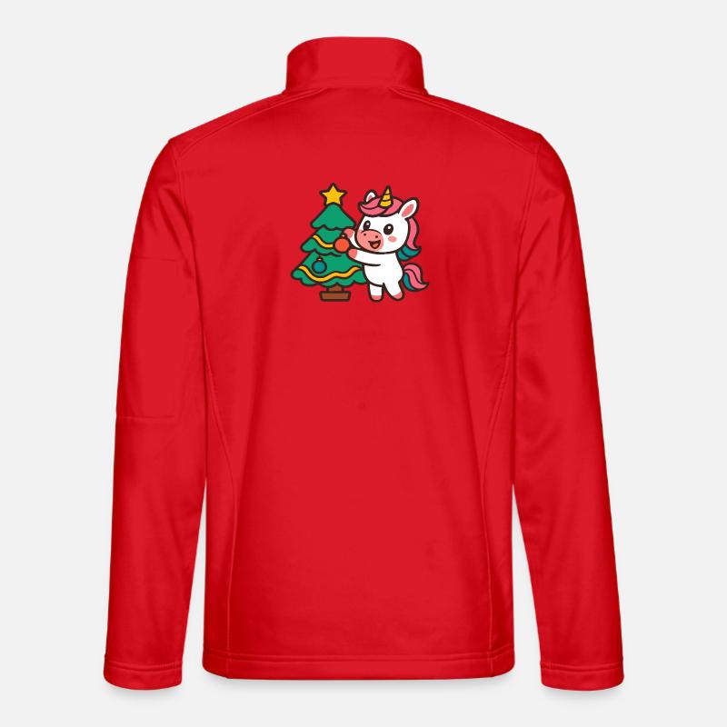 Niedlicher Einhorn-Weihnachtsbaum - Unisex Softshelljacke - Rot