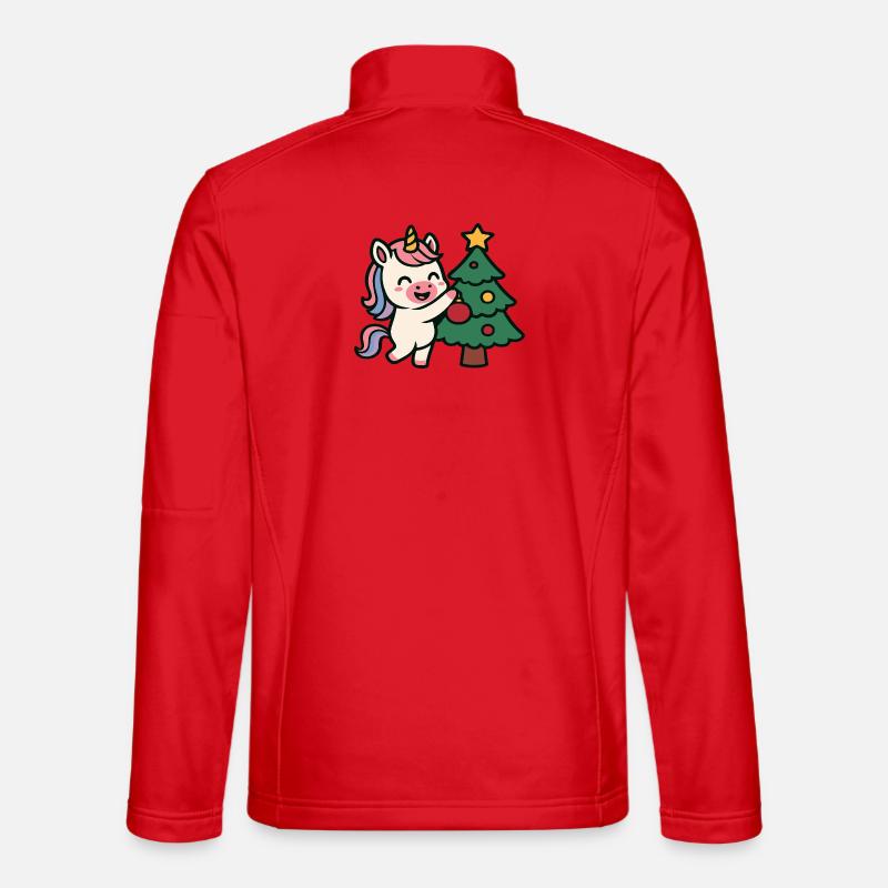 Niedlicher Einhorn-Weihnachtsbaum - Unisex Softshelljacke - Rot