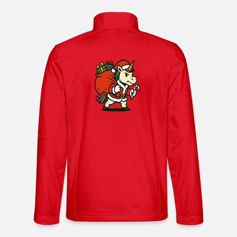 Starker Weihnachtsmann-Einhorn mit Geschenktüte - Unisex Softshelljacke - Rot
