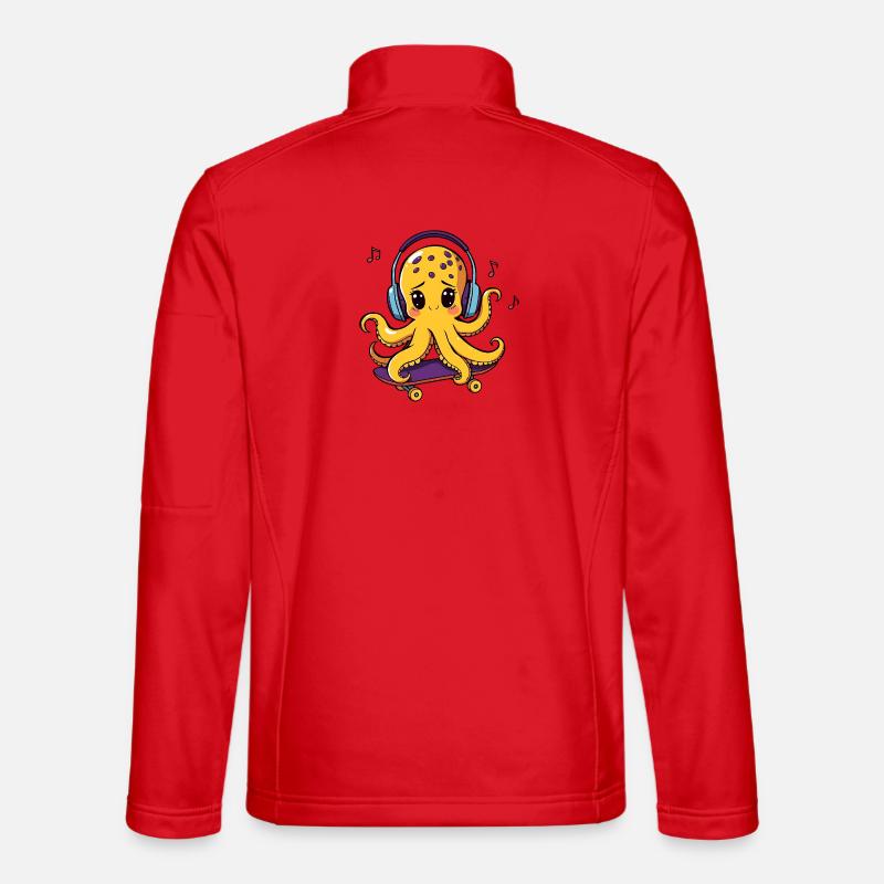 Octopus DJ on skateboard - Unisex Softshell Jacket - red