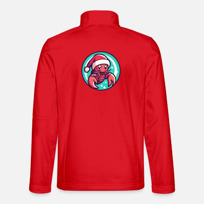 Christmas Lobster with Santa Hat - Unisex Softshell Jacket - red