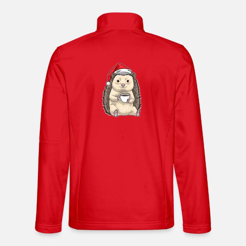 Hedgehog Christmas Coffee - Unisex Softshell Jacket - red