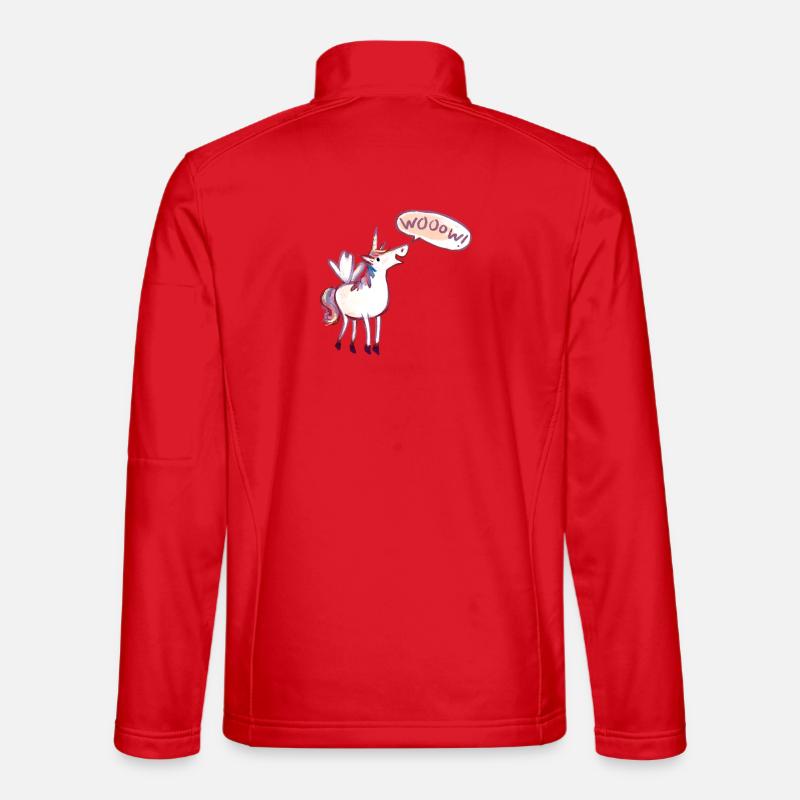 Einhorn Comic, wow, Staunt - Unisex Softshelljacke - Rot