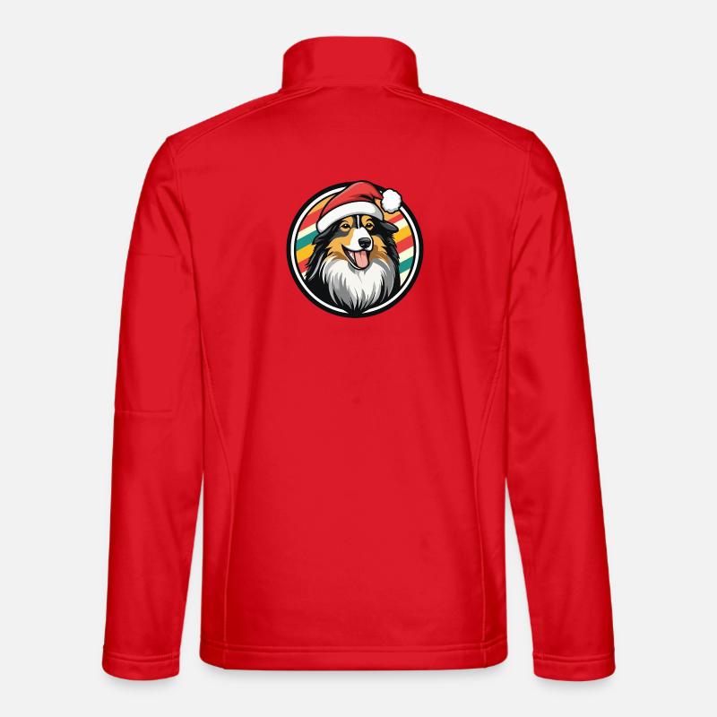 Weihnachtshund mit Santa-Hut - Unisex Softshelljacke - Rot