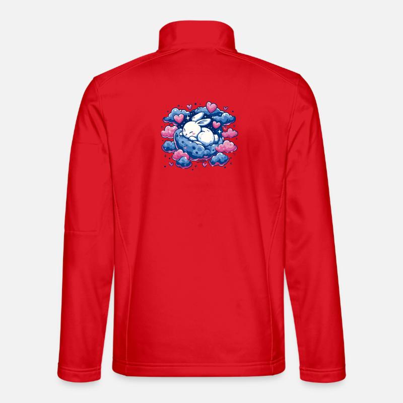 Moondream bunny on cloud heart - Unisex Softshell Jacket - red