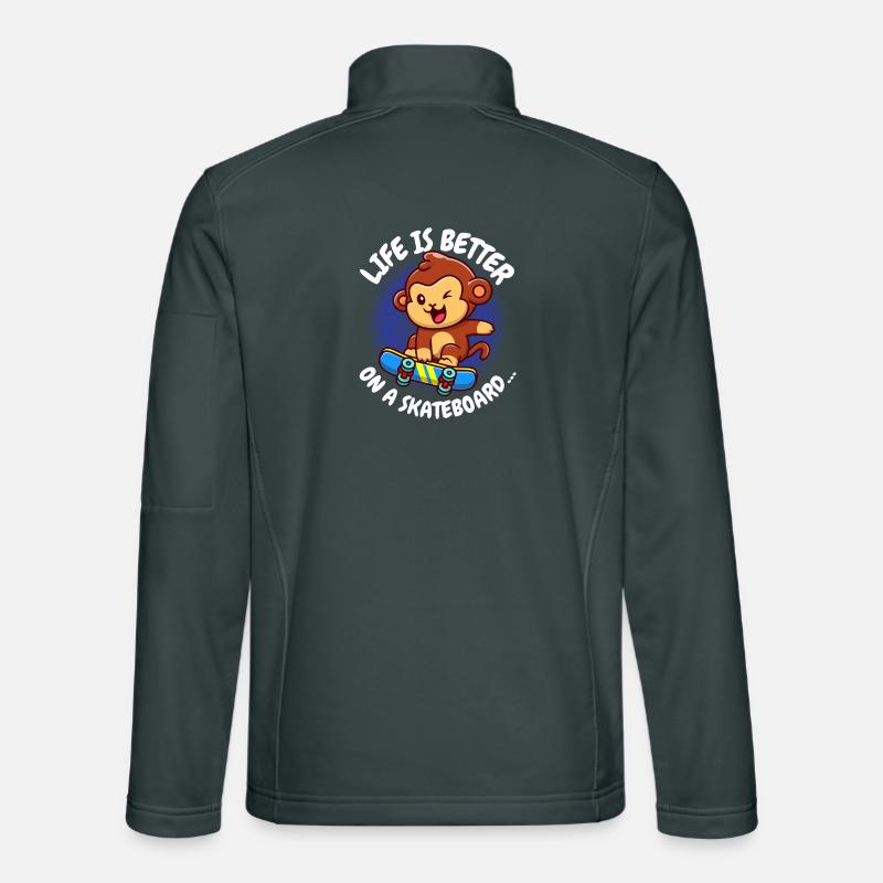 La vie est meilleure Skateboard Monkey Monkey Veste en tissu softshell Unisexe