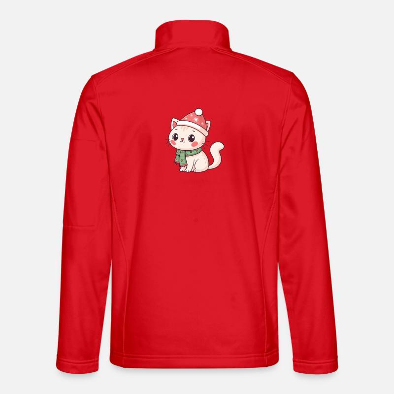Weihnachtskätzchen mit rotem Hut Unisex Softshelljacke