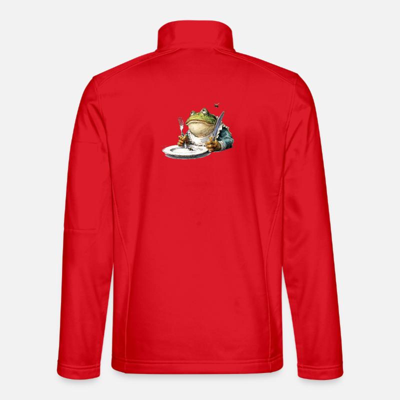 Frosch am Tisch mit Besteck - Unisex Softshelljacke - Rot
