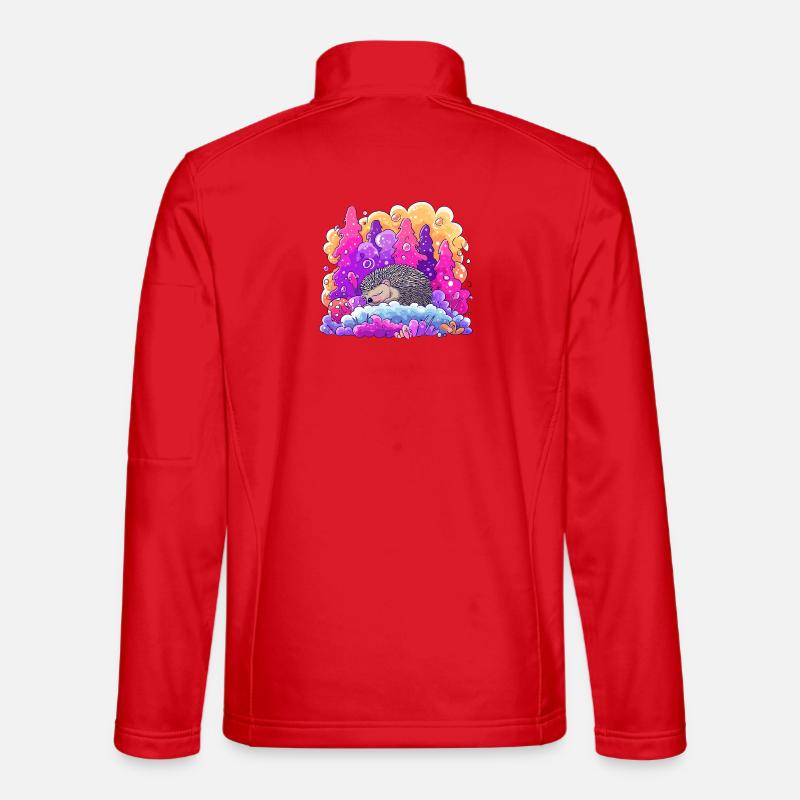 Schlafender Igel im Neonwald - Unisex Softshelljacke - Rot