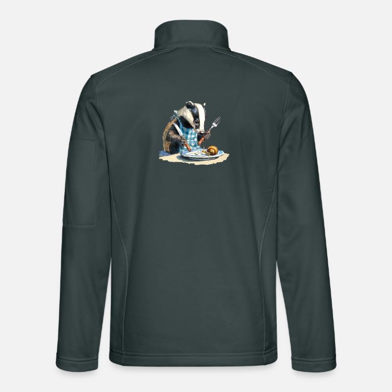 Dachs am Tisch mit Schnecke Unisex Softshelljacke