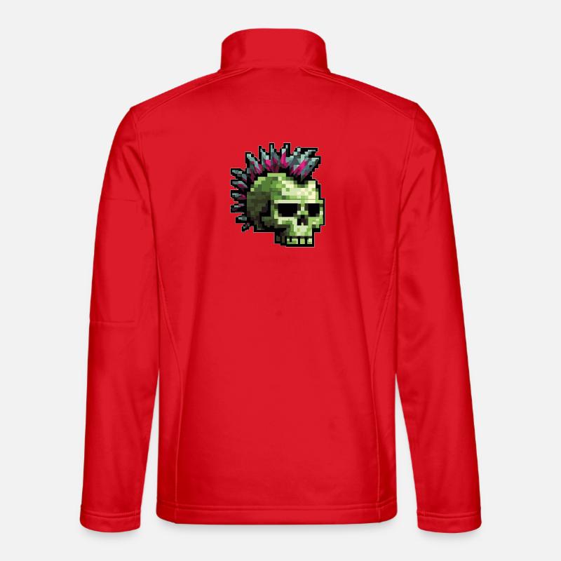 Pixel Punk Skull - Unisex Softshell Jacket - red