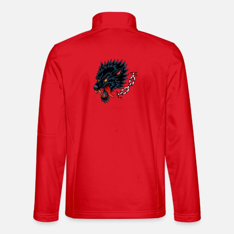  Black Wolf Old school Tattoo Design - Unisex Softshell Jacket - red