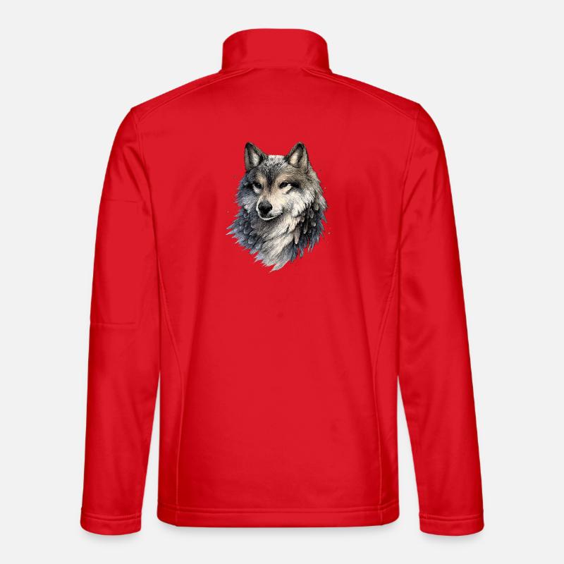 Nebelwolf im Aquarellstil - Unisex Softshelljacke - Rot