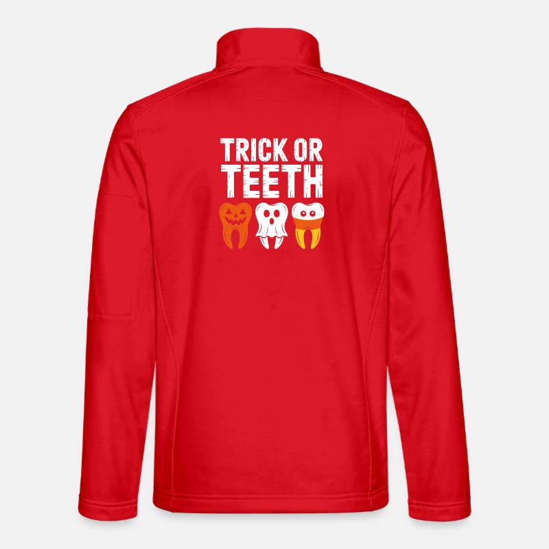 Trick oder Teeth Halloween-T-Shirt - Unisex Softshelljacke - Rot