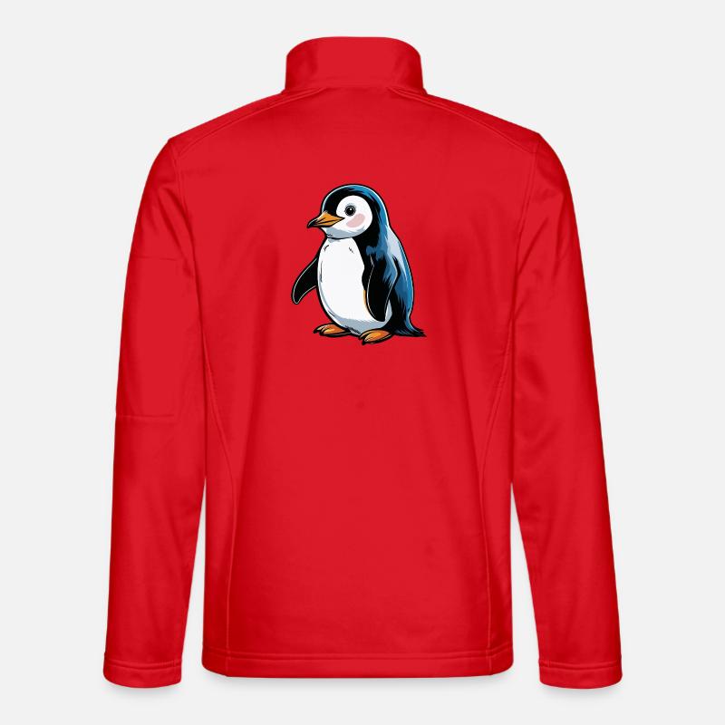 Comic Penguin Blue Tone - Unisex Softshell Jacket - red