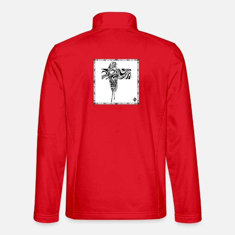 Perroquet abstrait en croix fluide - Veste en tissu softshell Unisexe - rouge