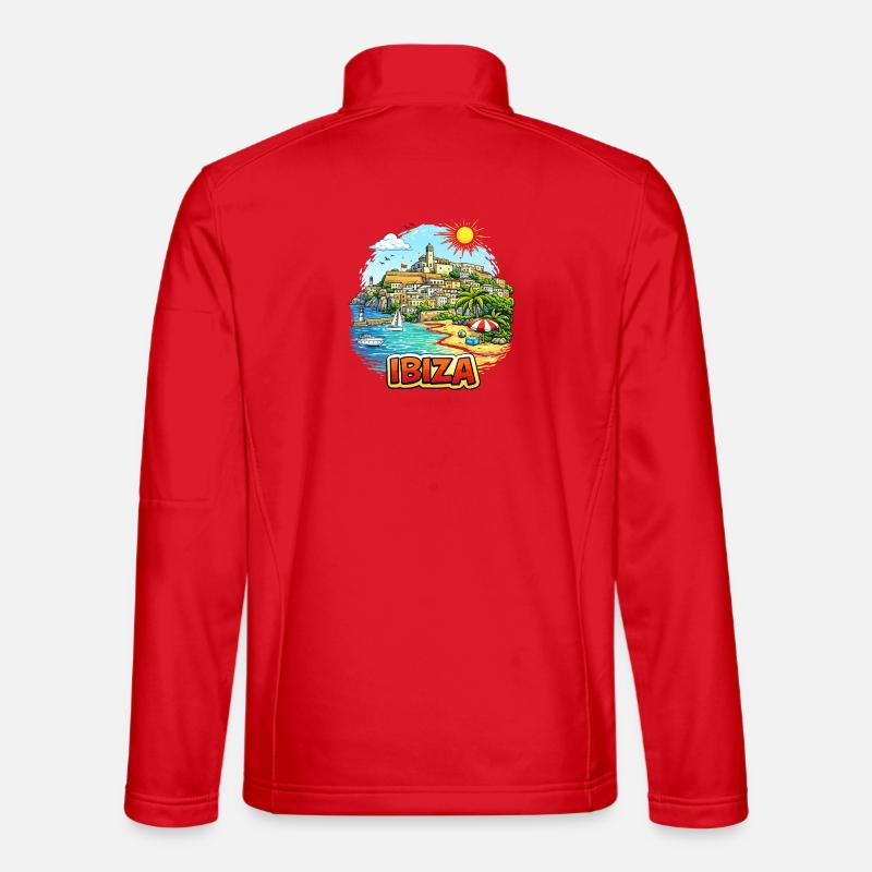 Ibiza Coastal Paradise Illustration - Unisex Softshell Jacket - red