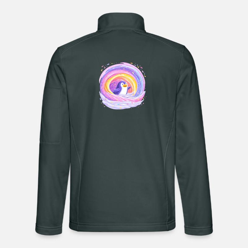 Rainbow penguin in the vortex Unisex Softshell Jacket
