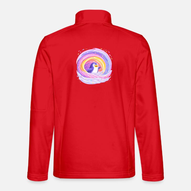 Manchot arc-en-ciel dans le vortex - Veste en tissu softshell Unisexe - rouge