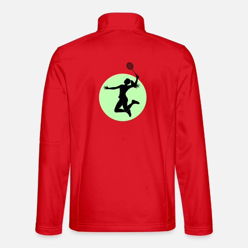 Badminton Player Silhouette – Smash Power - Unisex Softshell Jacket - red