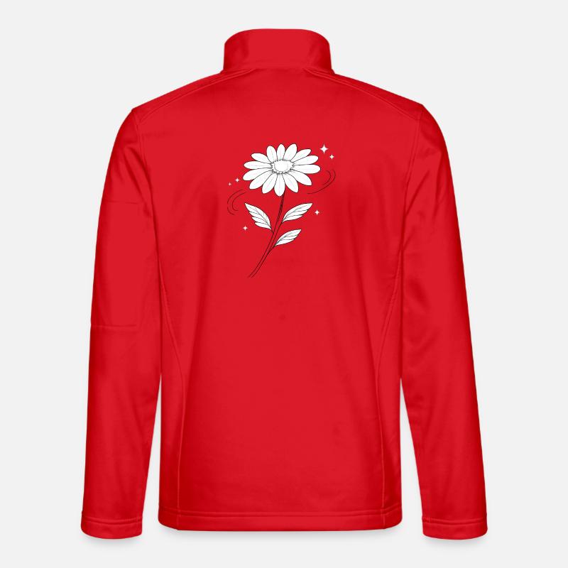 Daisy sketch in black and white - Unisex Softshell Jacket - red