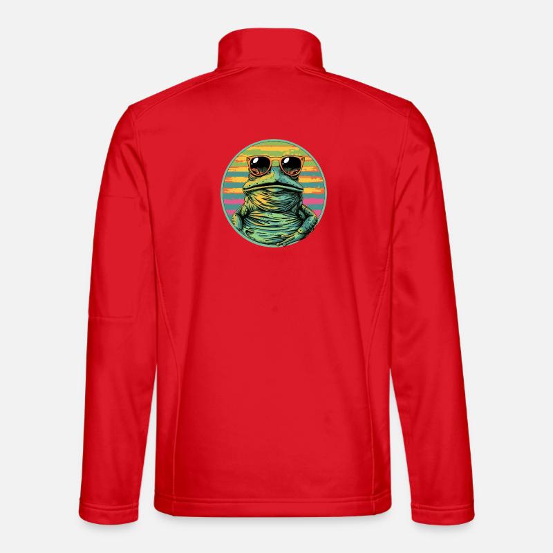 Frosch mit Retro Sonnenbrille - Unisex Softshelljacke - Rot