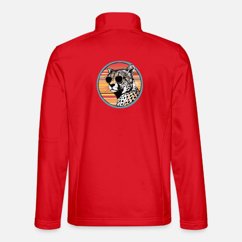 Cheetah mit Sonnenbrille im Retro-Style - Unisex Softshelljacke - Rot