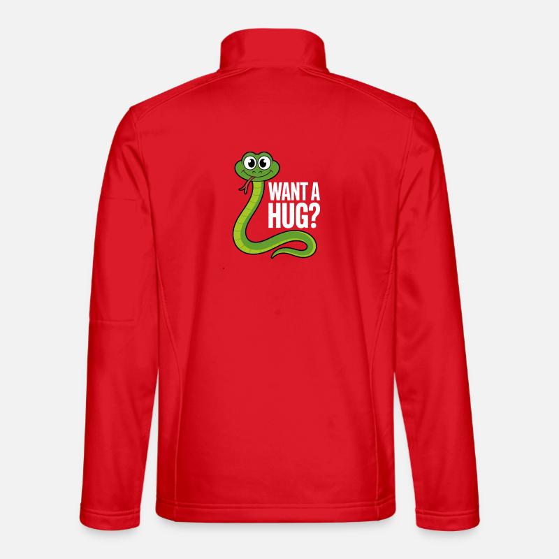 Wants a Hug Snake Cartoon - Unisex Softshell Jacket - red