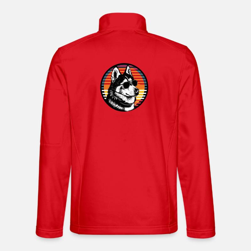 Husky sunset with sunglasses - Unisex Softshell Jacket - red