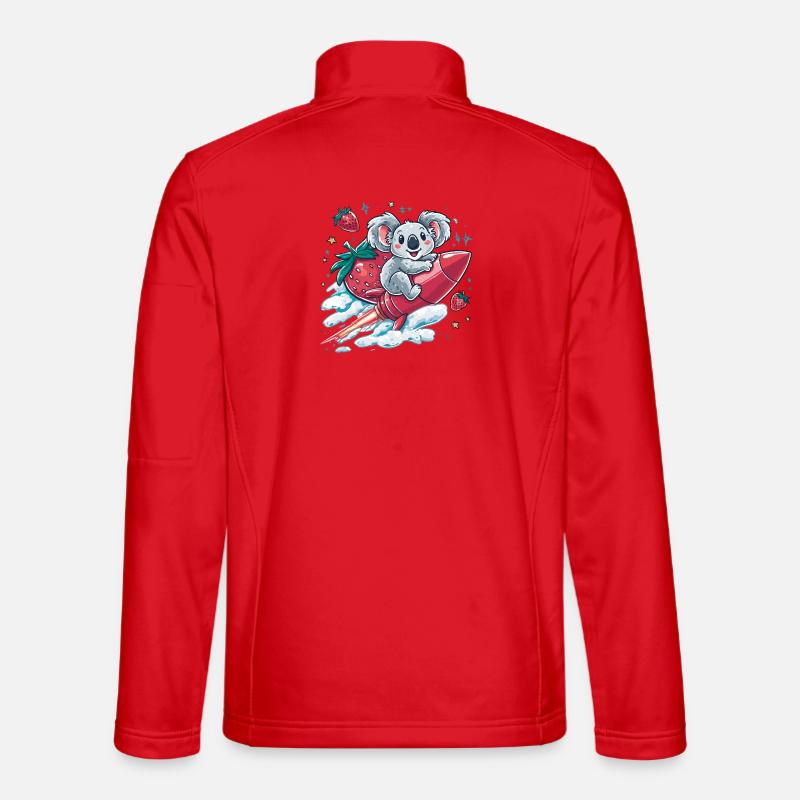 Rocket koala with strawberries - Unisex Softshell Jacket - red