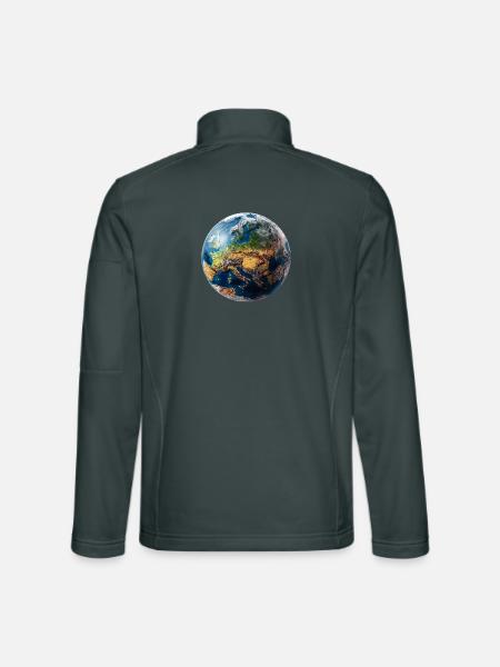 Globus-Design: Europa-Asien Landschaft - Unisex Softshelljacke - Dunkelgrau - Hinten