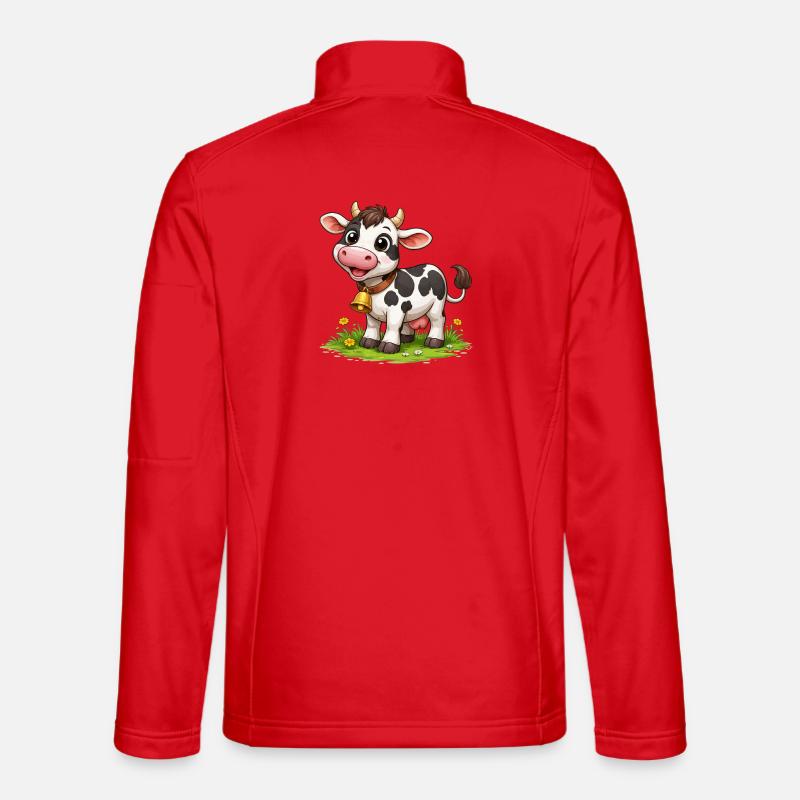 Kuh mit Glöckchen auf Weide - Unisex Softshelljacke - Rot
