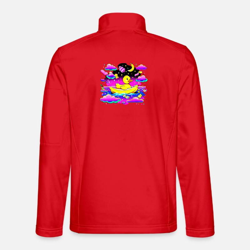 Bunte Quietscheente im Regenbogenboot - Unisex Softshelljacke - Rot