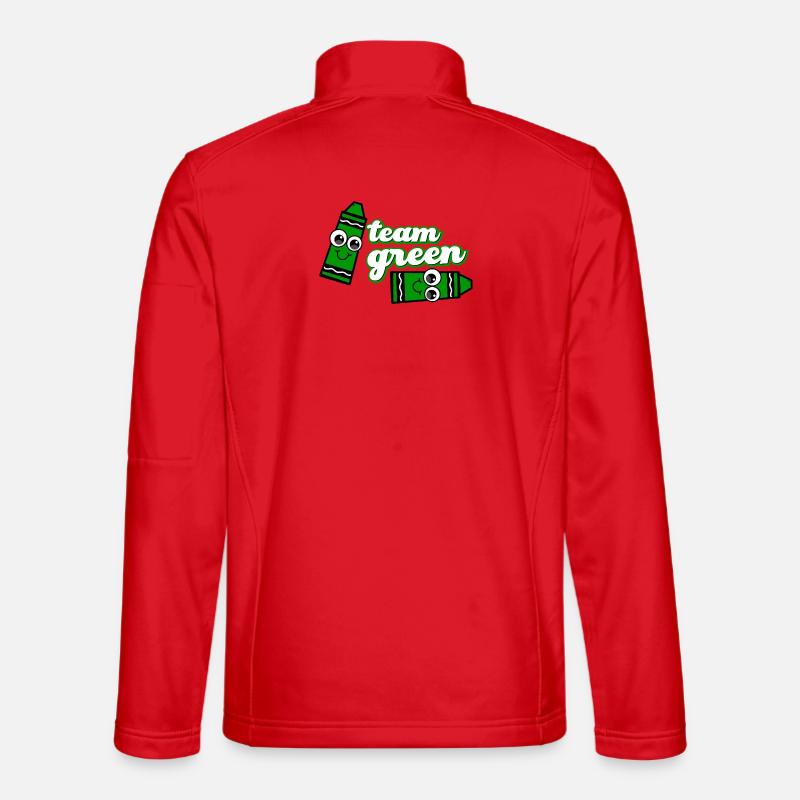 Smiling Crayon Green Team - Unisex Softshell Jacket - red