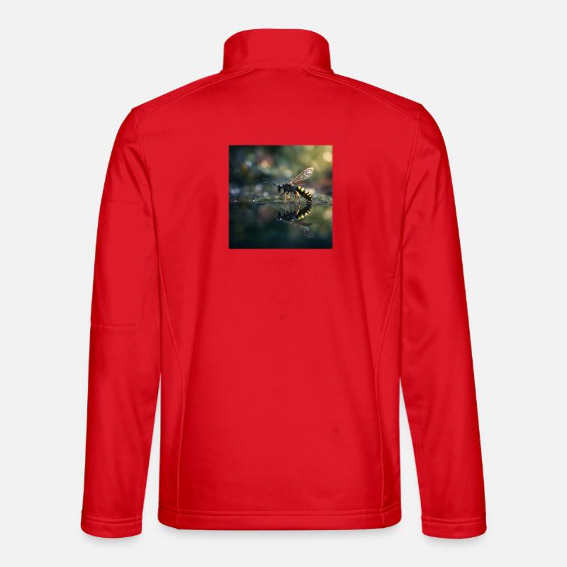 Wasp with Reflection Elegant Macro Photography Unisex Softshell Jacket