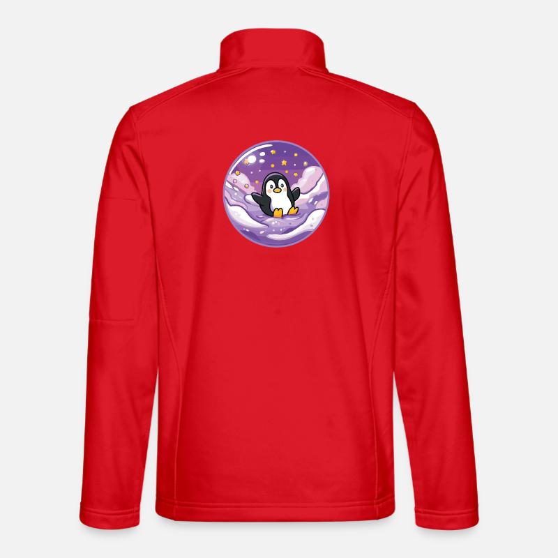 Pinguin im Eis-Universum - Unisex Softshelljacke - Rot