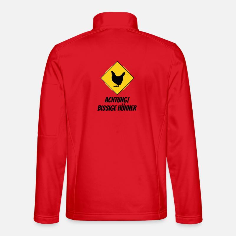 Attention! Snappy chickens – funny warning sign - Unisex Softshell Jacket - red