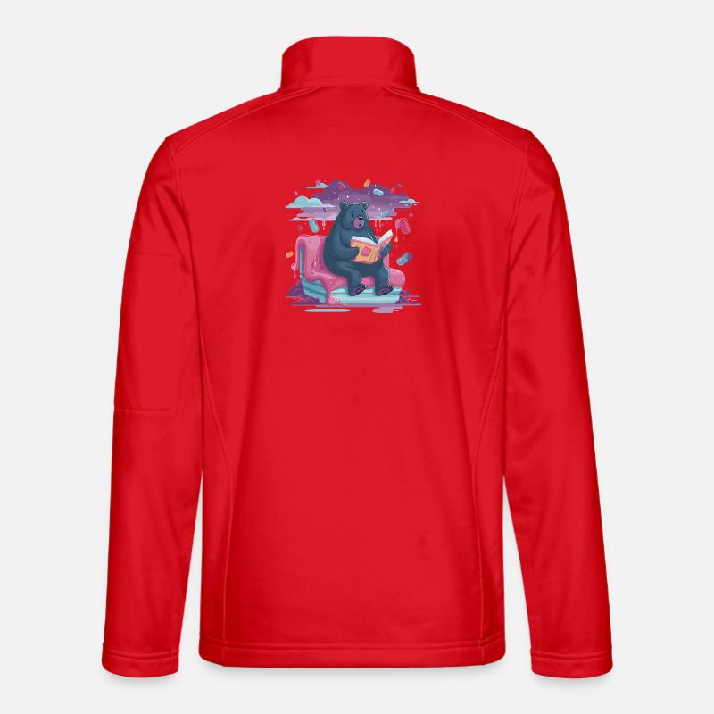 Lesender Bär im Candy-Traum - Unisex Softshelljacke - Rot
