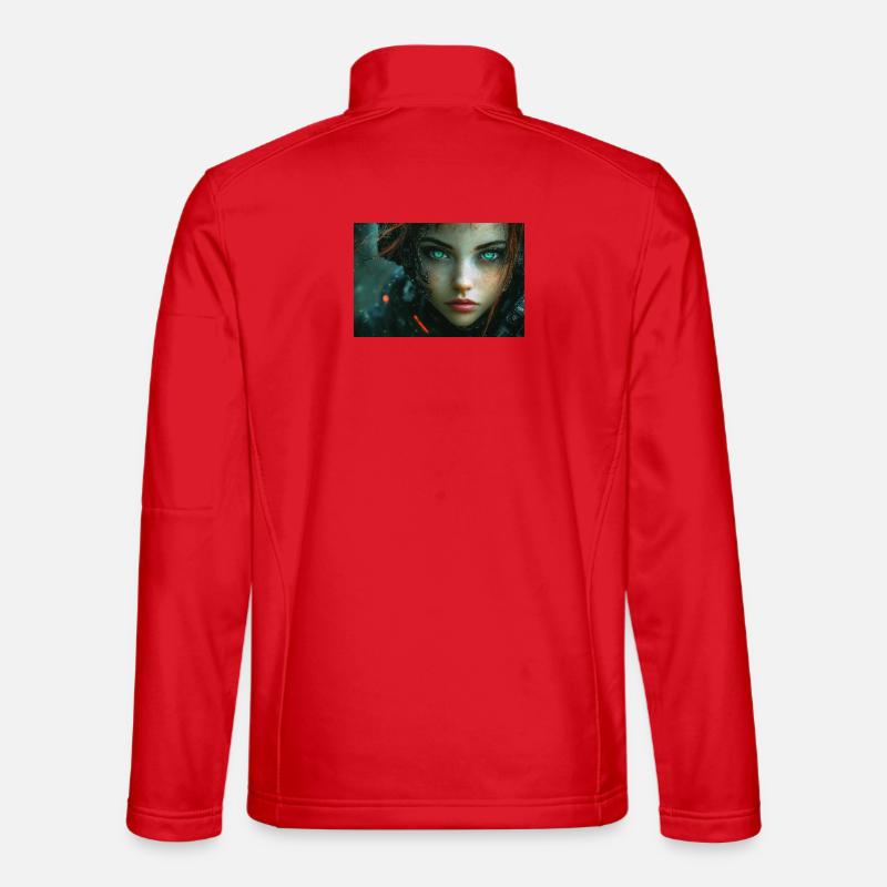 Cyberaugen im Neonlicht - Unisex Softshelljacke - Rot
