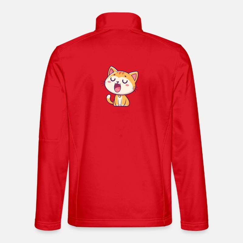 Cute Kitten Smiling - Unisex Softshell Jacket - red