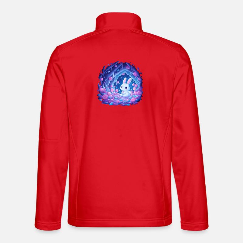 Moonlight Rabbit in the Rose Forest Unisex Softshell Jacket