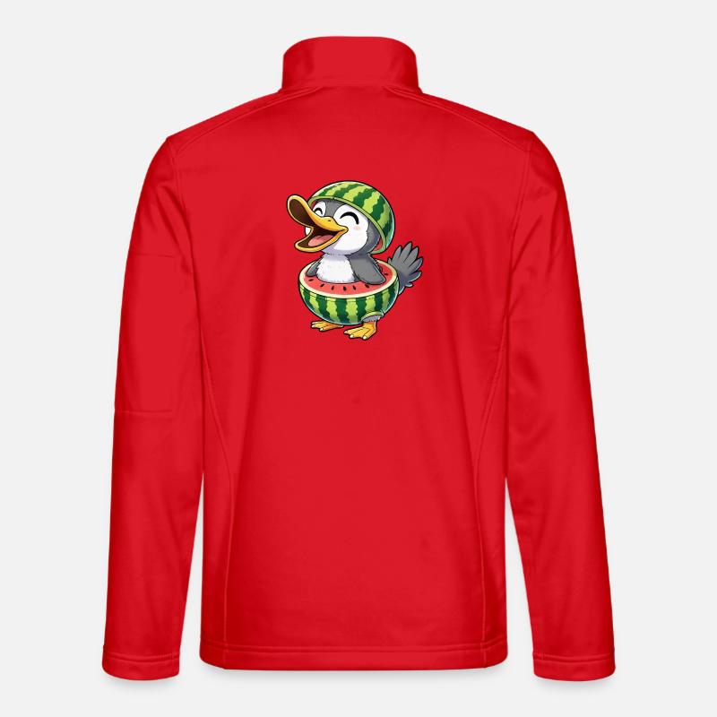 Dessin animé mignon, canot, pingouin, oiseau, melon, joie d’été Veste en tissu softshell Unisexe