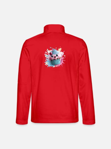 Kawaii Cupcake Splash mit Kirsche - Unisex Softshelljacke - Rot