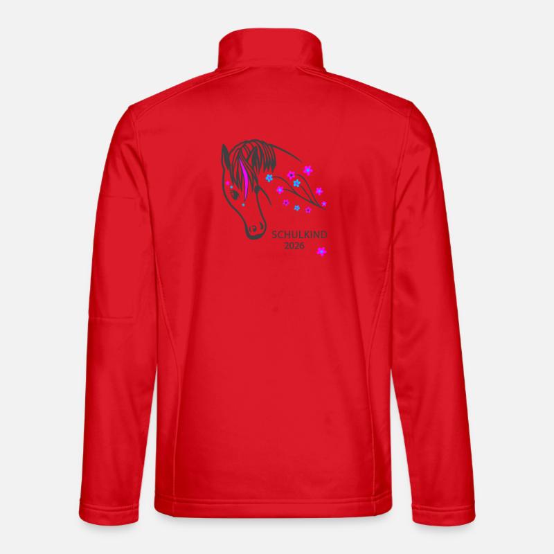 Pferd mit Blumen 2026 Schulkind - Unisex Softshelljacke - Rot