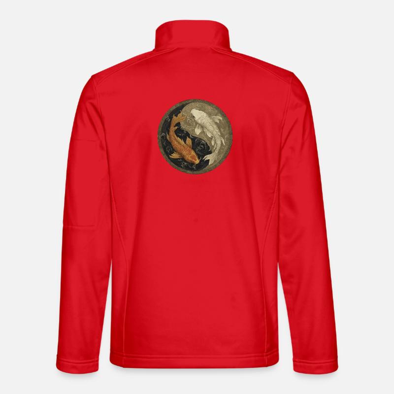 Koi Yin-Yang Locket - Unisex Softshell Jacket - red