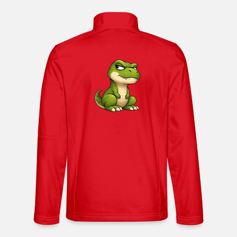 Grumpy T-Rex Cartoon Skeptical Look - Unisex Softshell Jacket - red